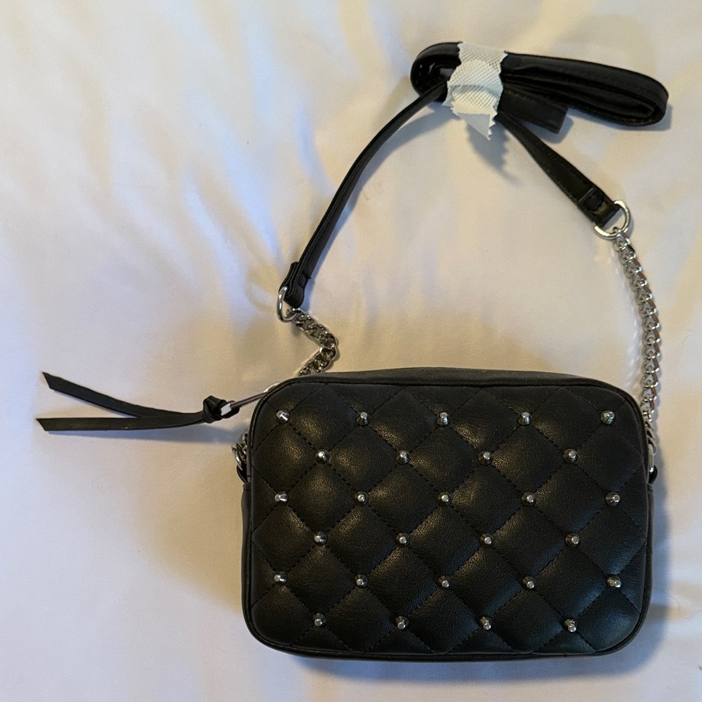 Rebecca Minkoff Black Studded and Quilted Women's Bag with chain strap detail